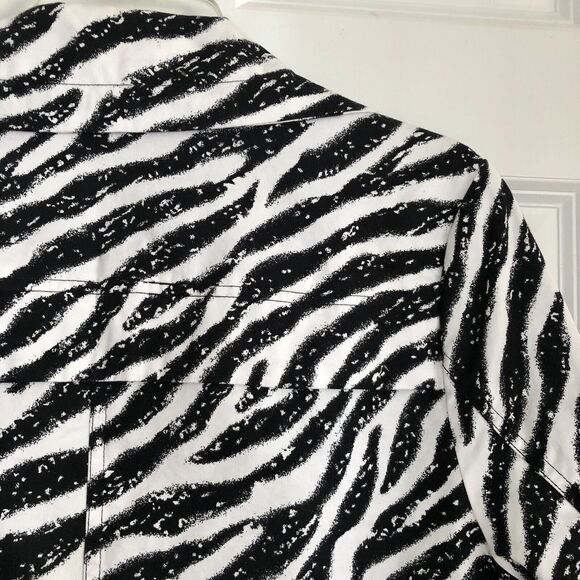 Studio Works Women's Jacket Zebra Black/White Size Medium Full Zip Lined - Picture 11 of 12